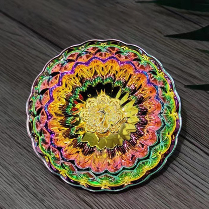 七彩鎏金蓮花孔雀茶盞