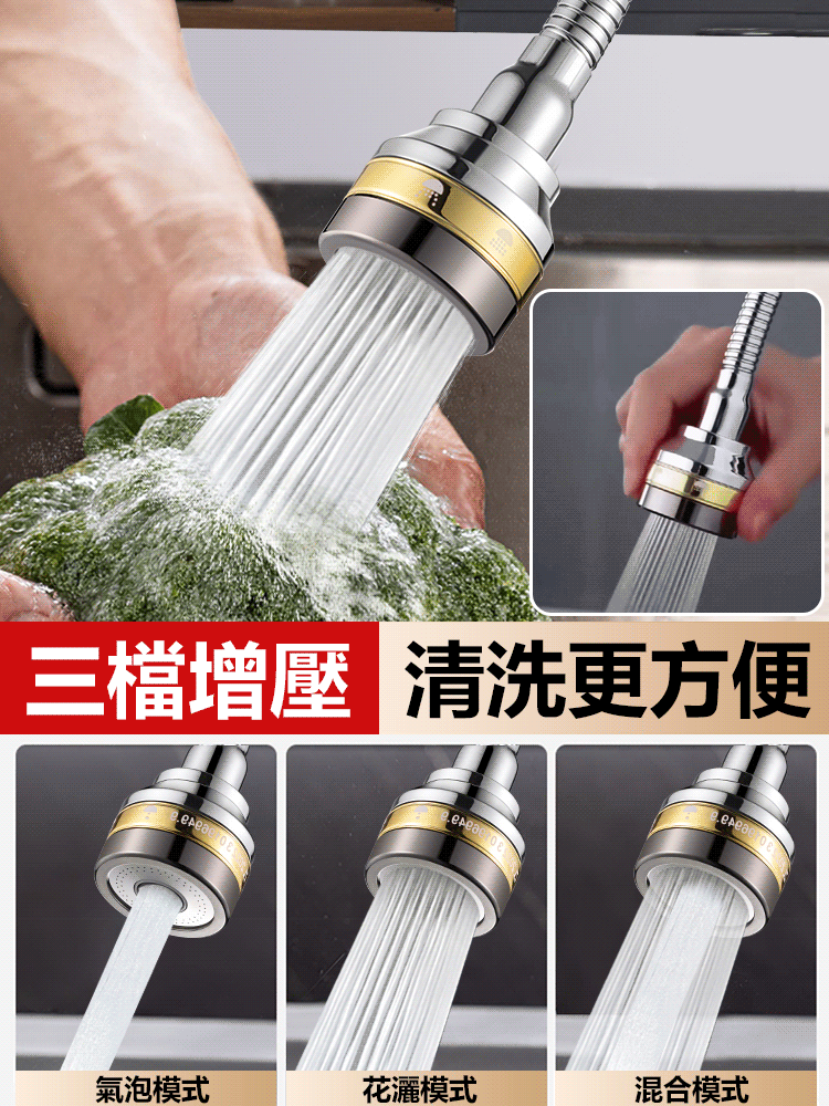 金邊三檔延伸花灑起泡器