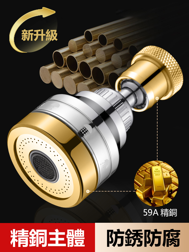 金邊三檔延伸花灑起泡器
