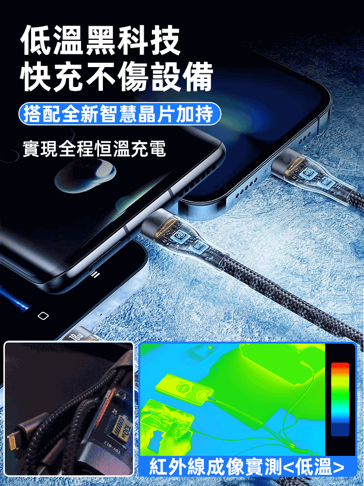 透明發光超級快充三合一數據線