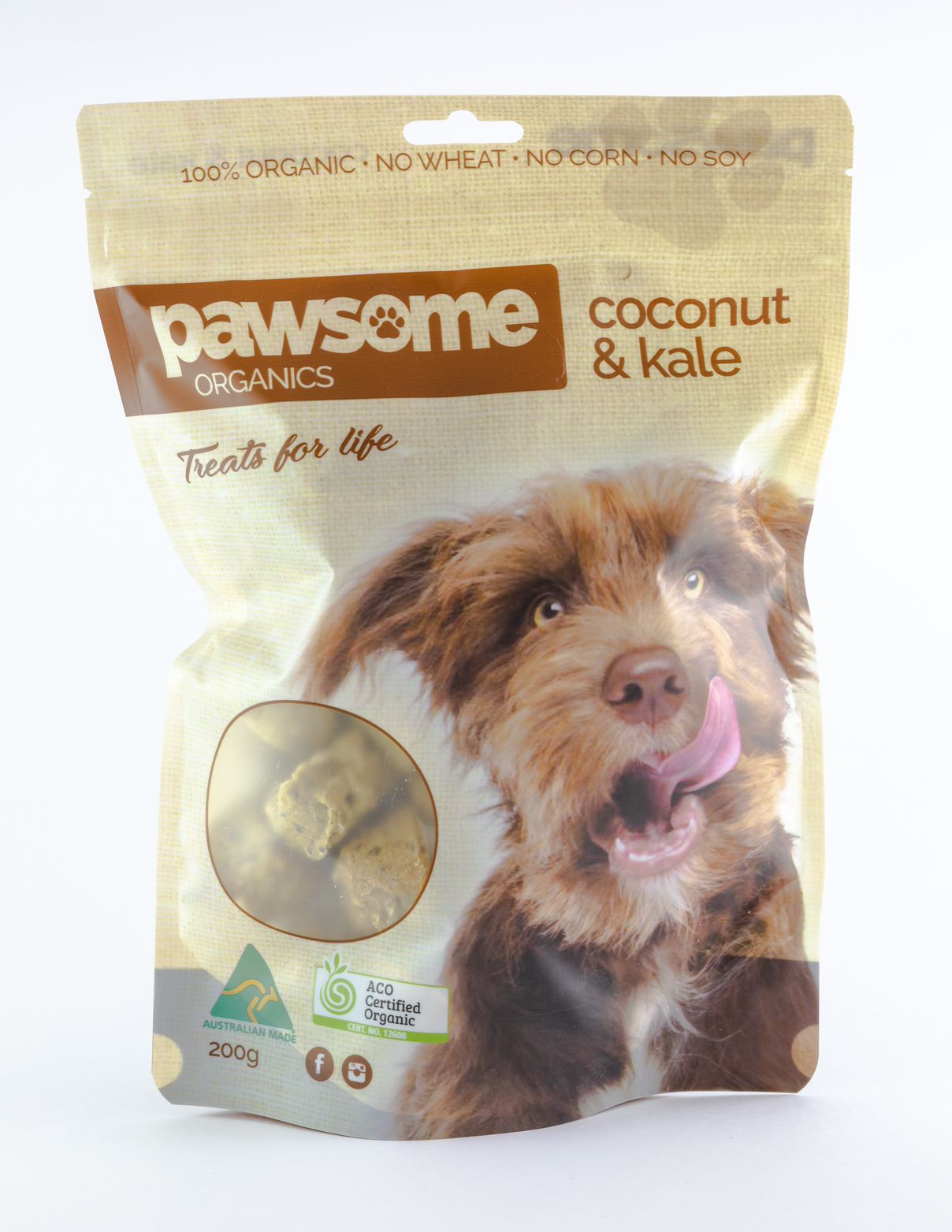 Pawsome Organics Certified Organic Coconut and Kale Dog Treats 200g-Peti