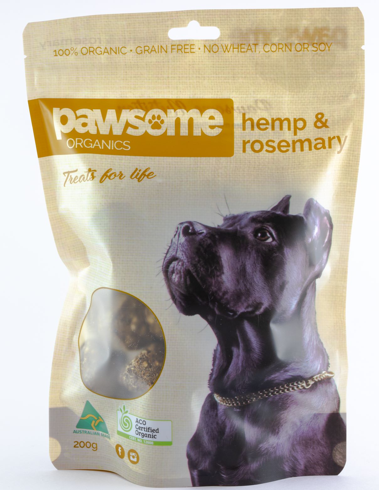 Pawsome Organics Certified Organic Hemp and Rosemary Dog Treats 200g-Peti