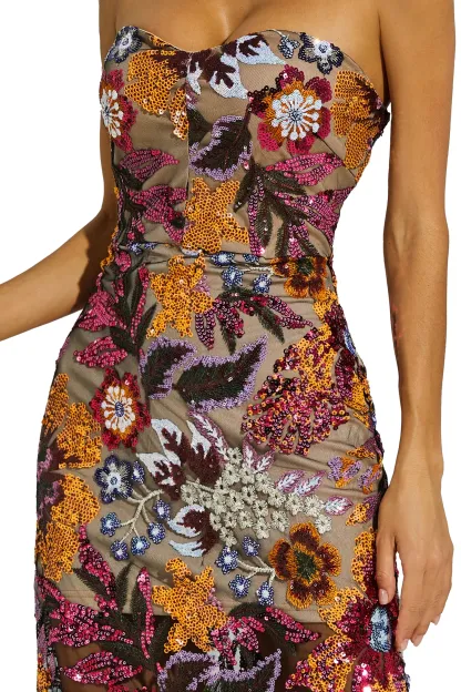 Eddie Red Flower Embroidered Maxi Dress