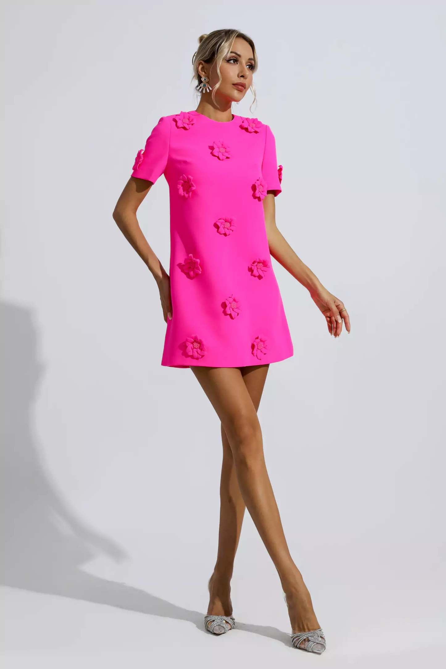 Funk Pink Jacquard Floral Mini Dress