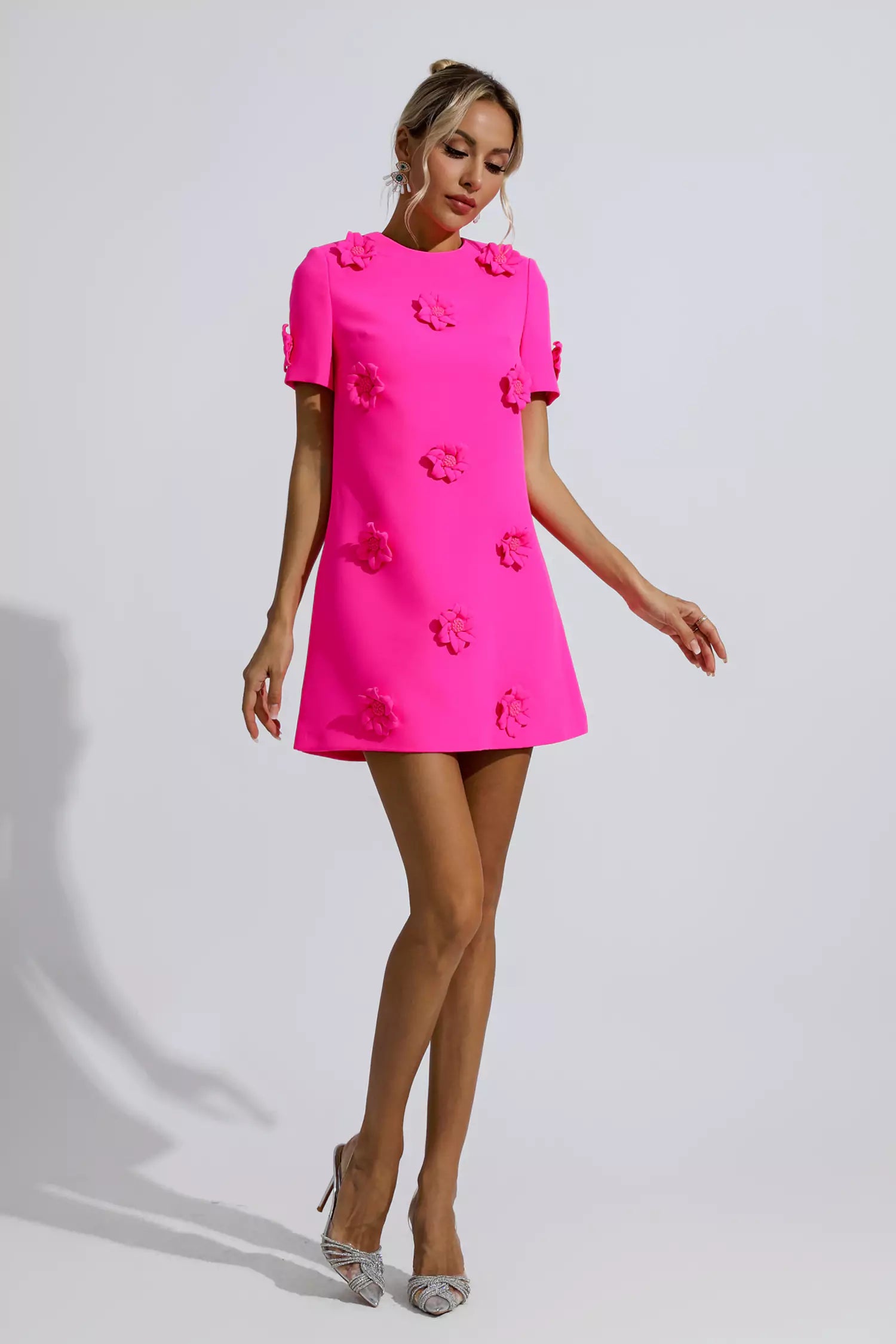 Funk Pink Jacquard Floral Mini Dress