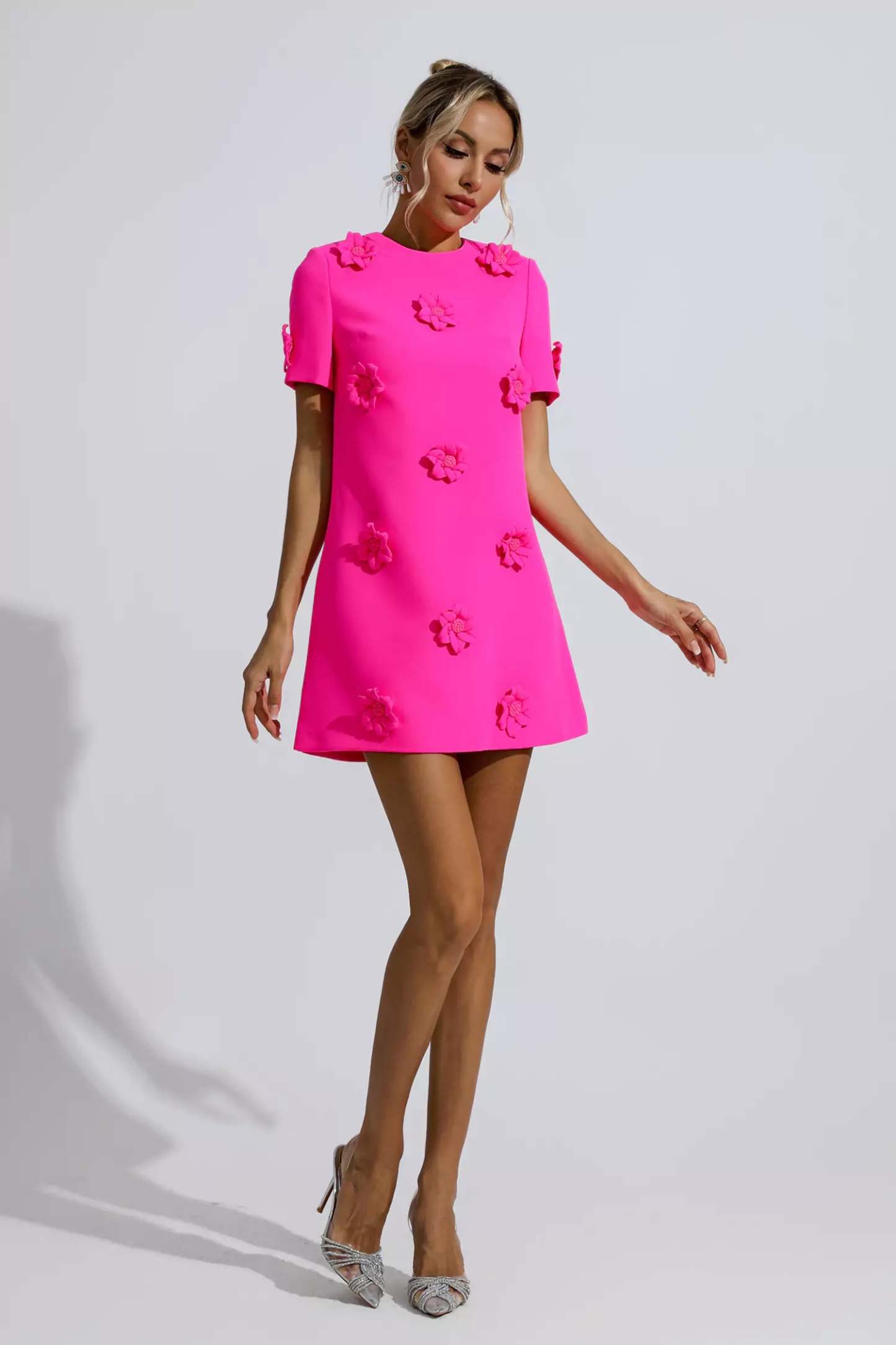 Funk Pink Jacquard Floral Mini Dress