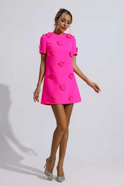 Funk Pink Jacquard Floral Mini Dress