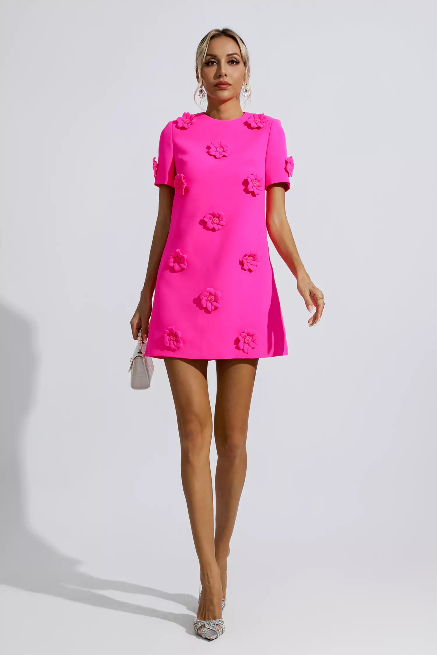 Funk Pink Jacquard Floral Mini Dress