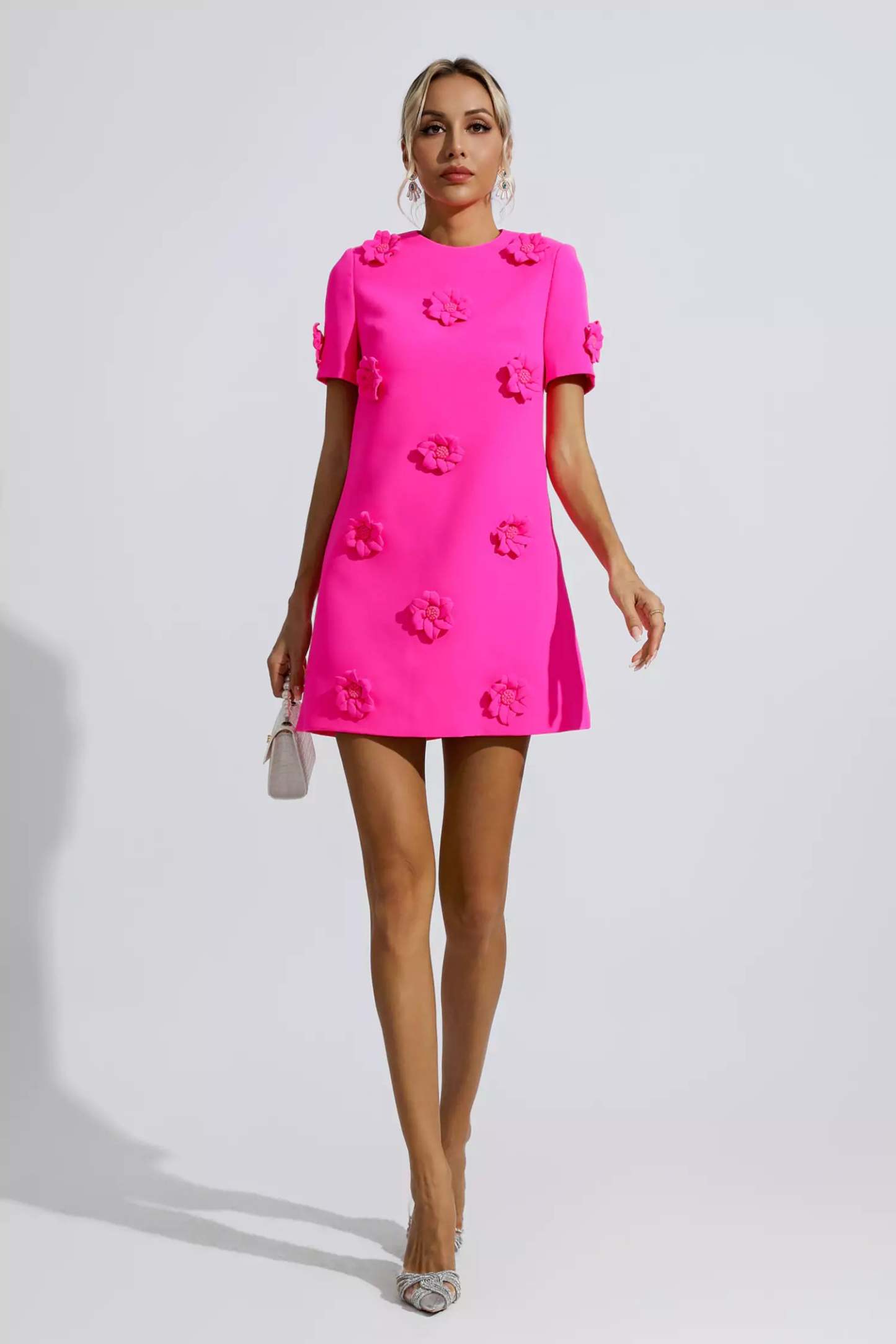 Funk Pink Jacquard Floral Mini Dress