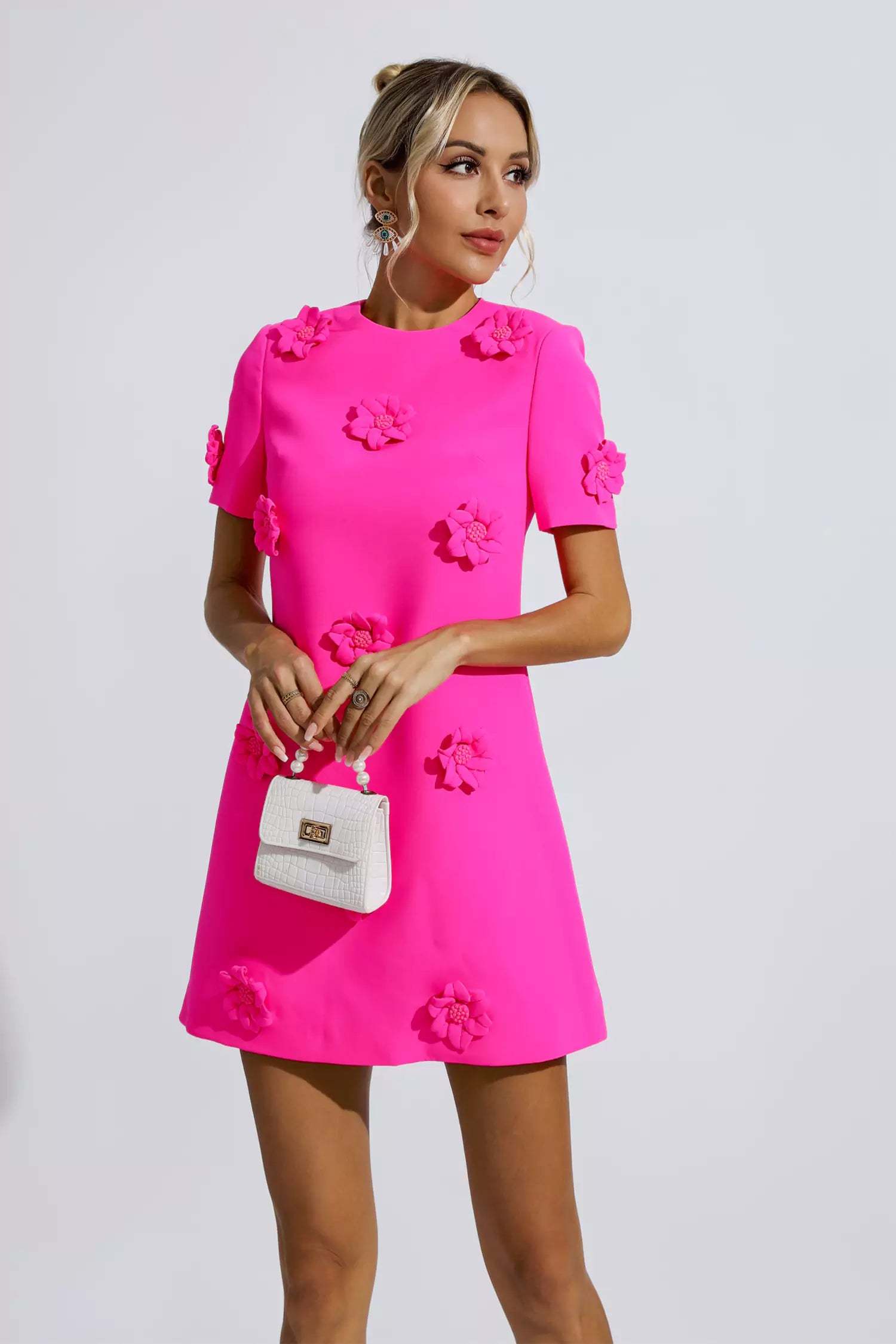 Funk Pink Jacquard Floral Mini Dress