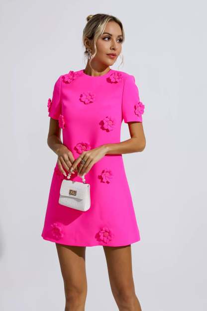 Funk Pink Jacquard Floral Mini Dress