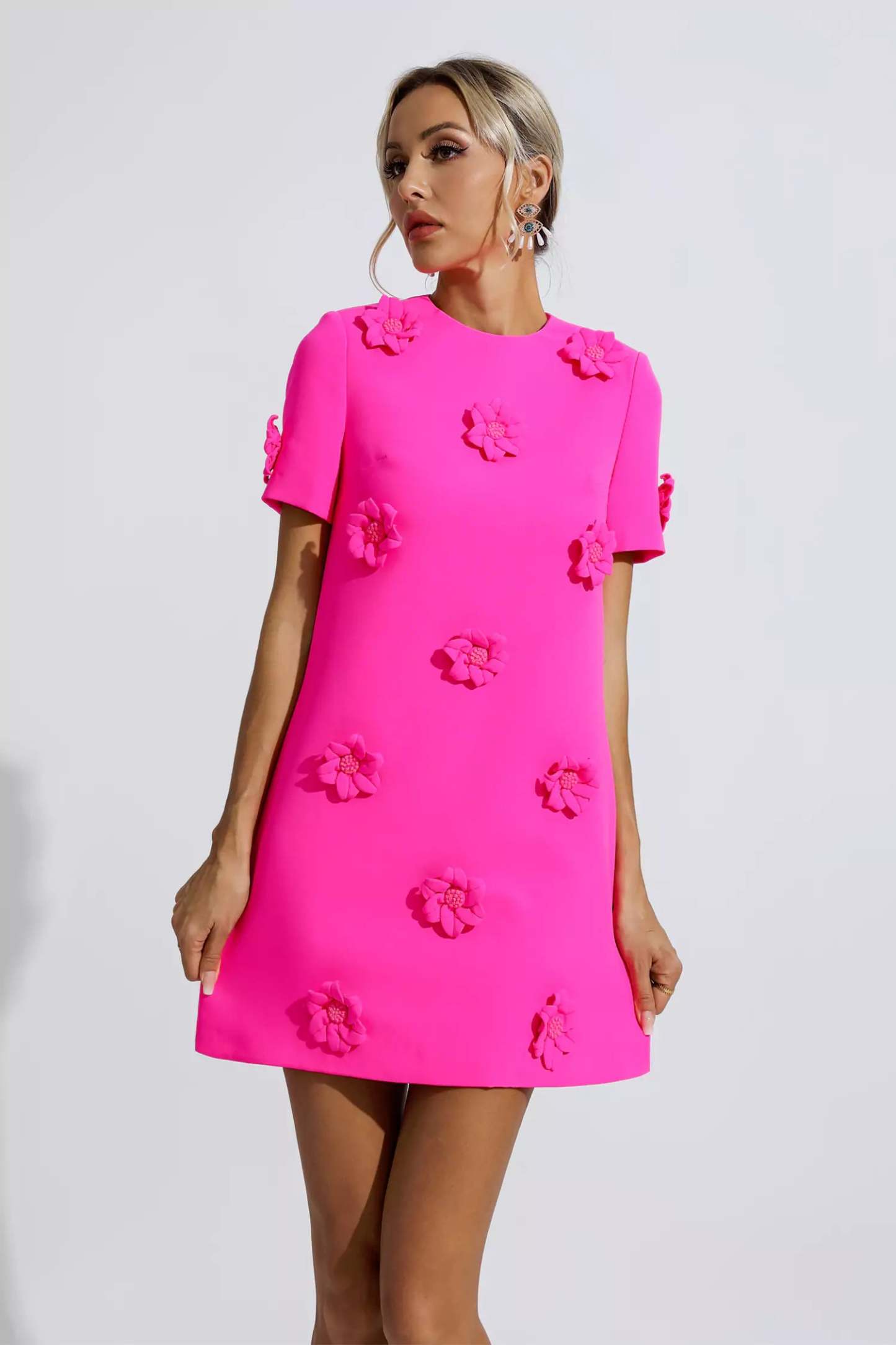 Funk Pink Jacquard Floral Mini Dress