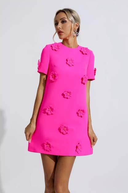 Funk Pink Jacquard Floral Mini Dress