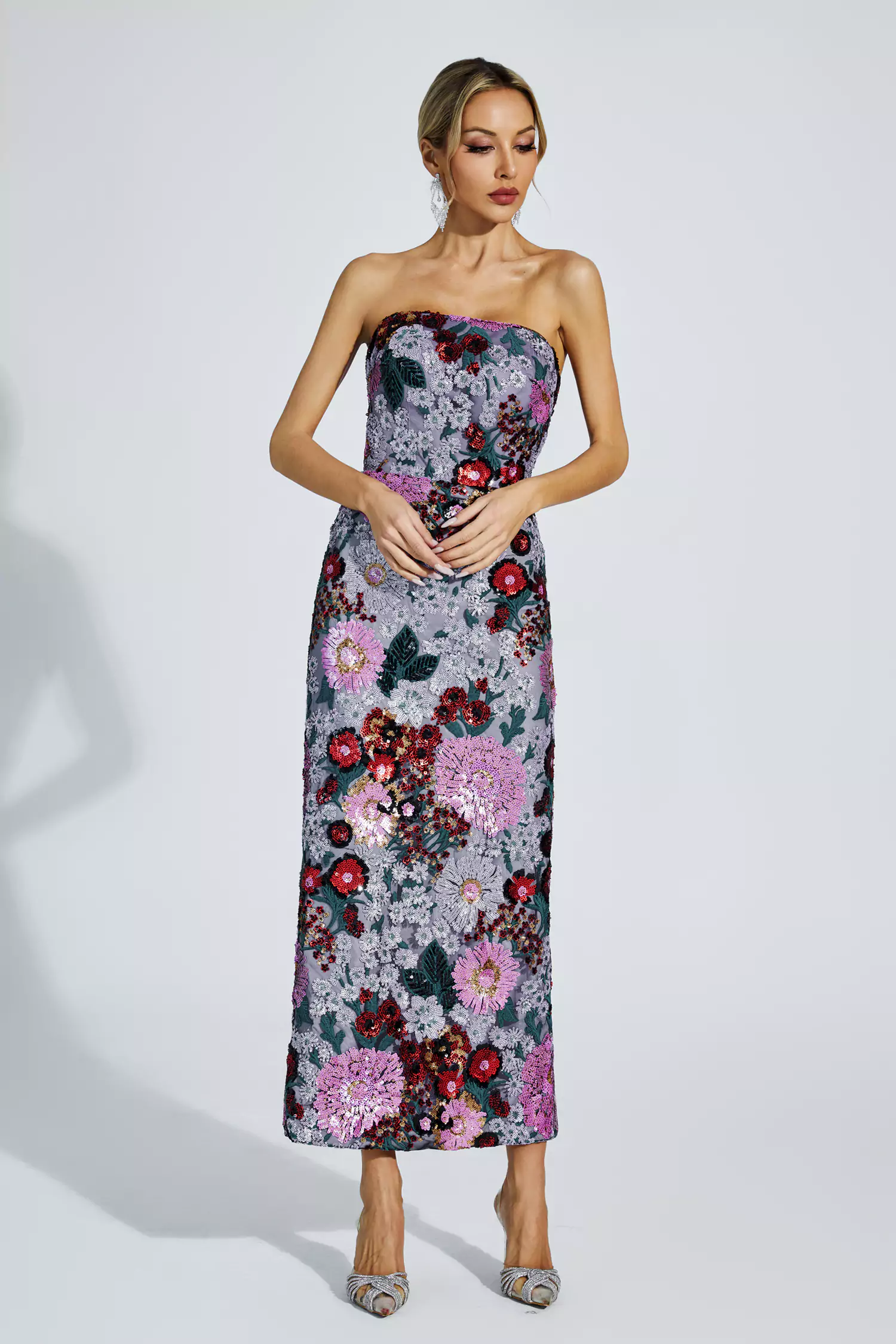 Doris Purple Flower Embellishment Dress