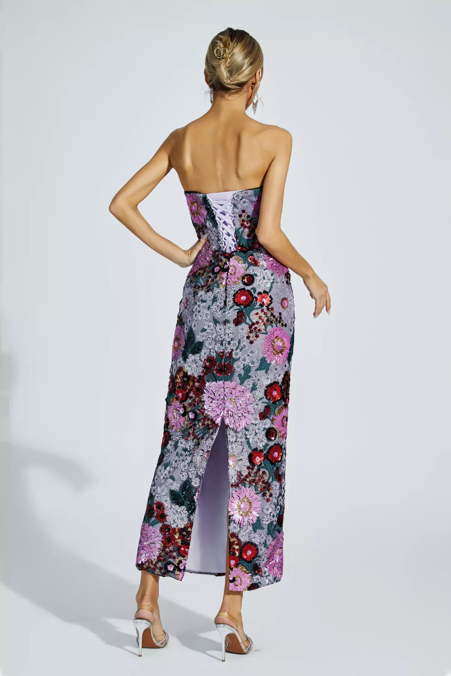 Doris Purple Flower Embellishment Dress