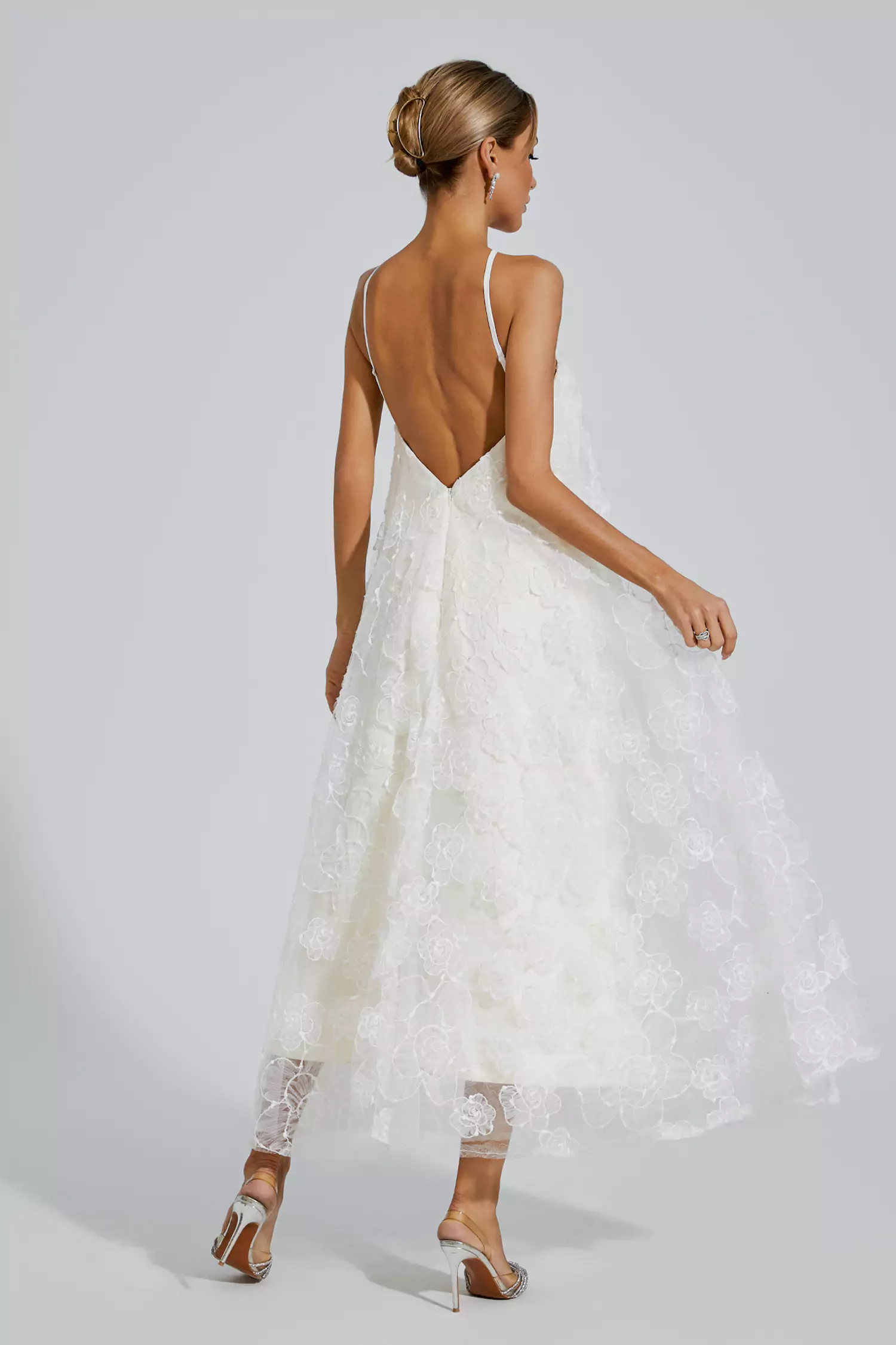 Alerander White Lace Flower Maxi Dress