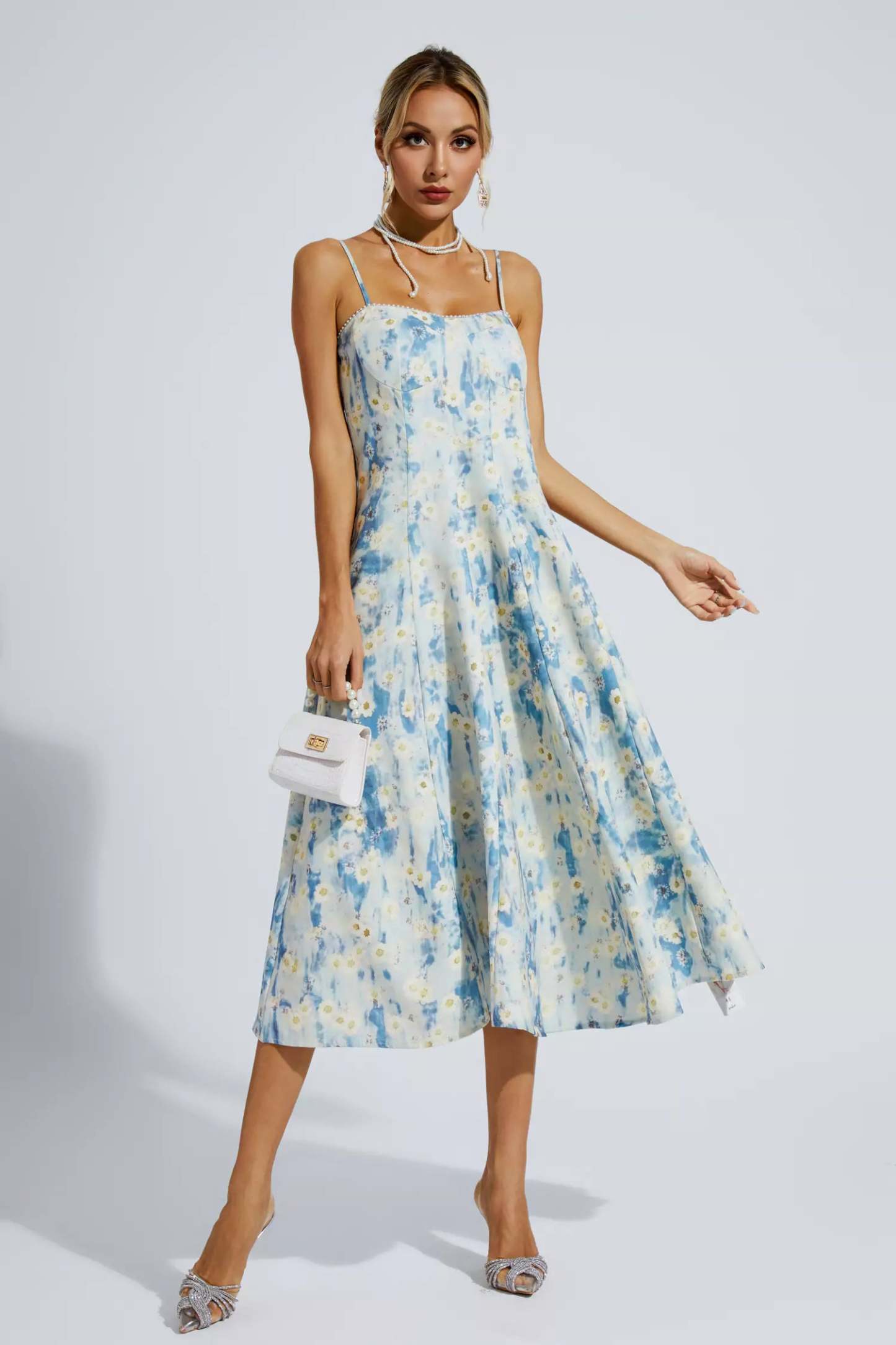 Marcus Blue Floral Slip Maxi Dress