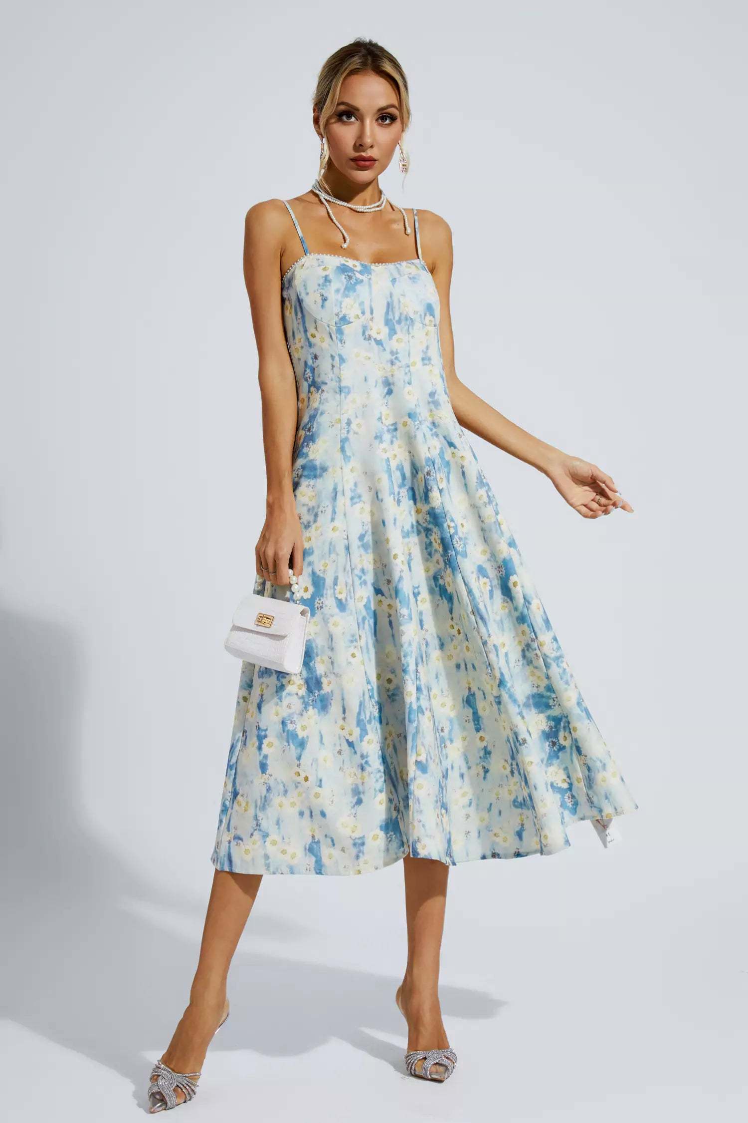 Marcus Blue Floral Slip Maxi Dress