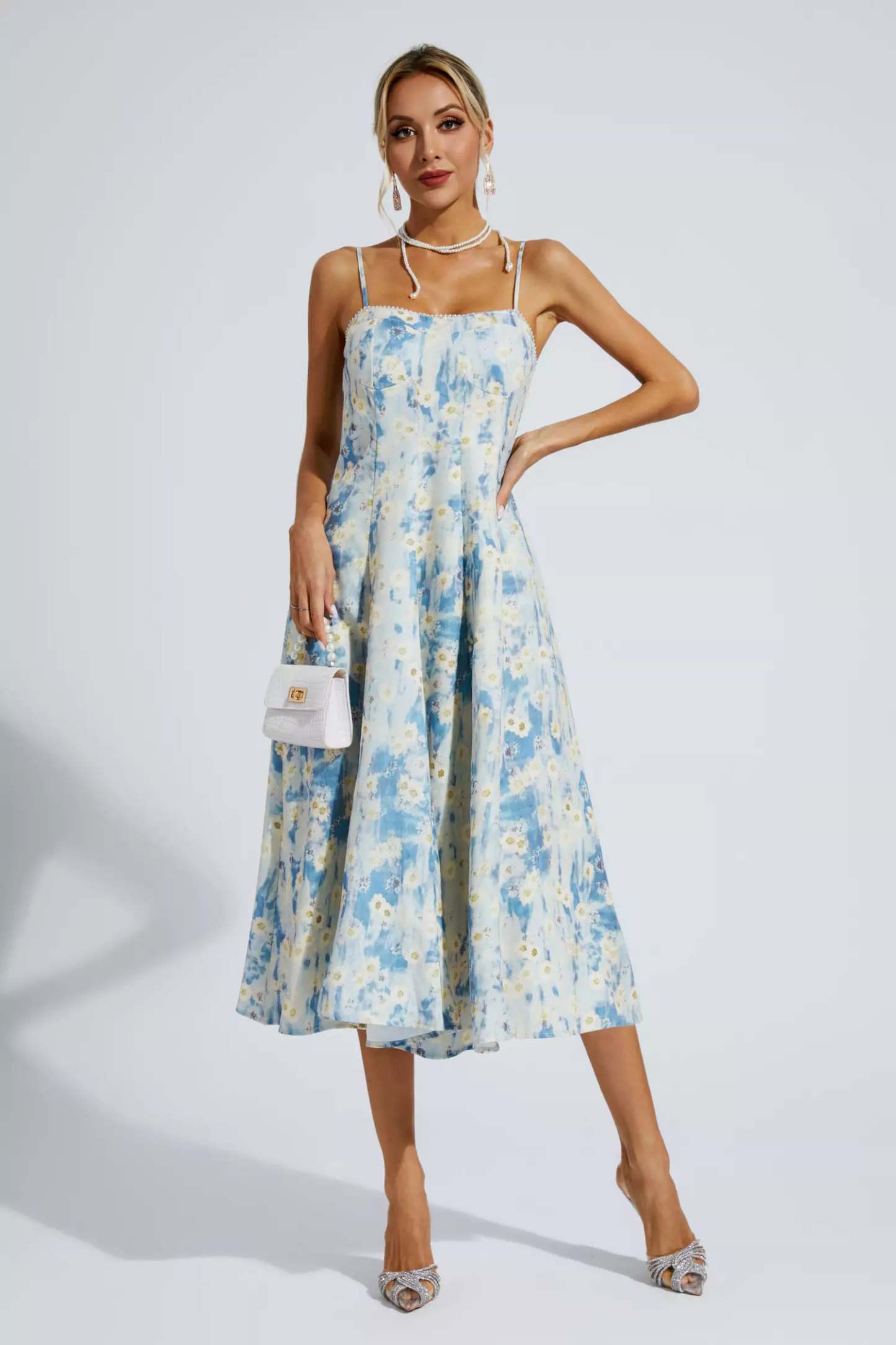 Marcus Blue Floral Slip Maxi Dress