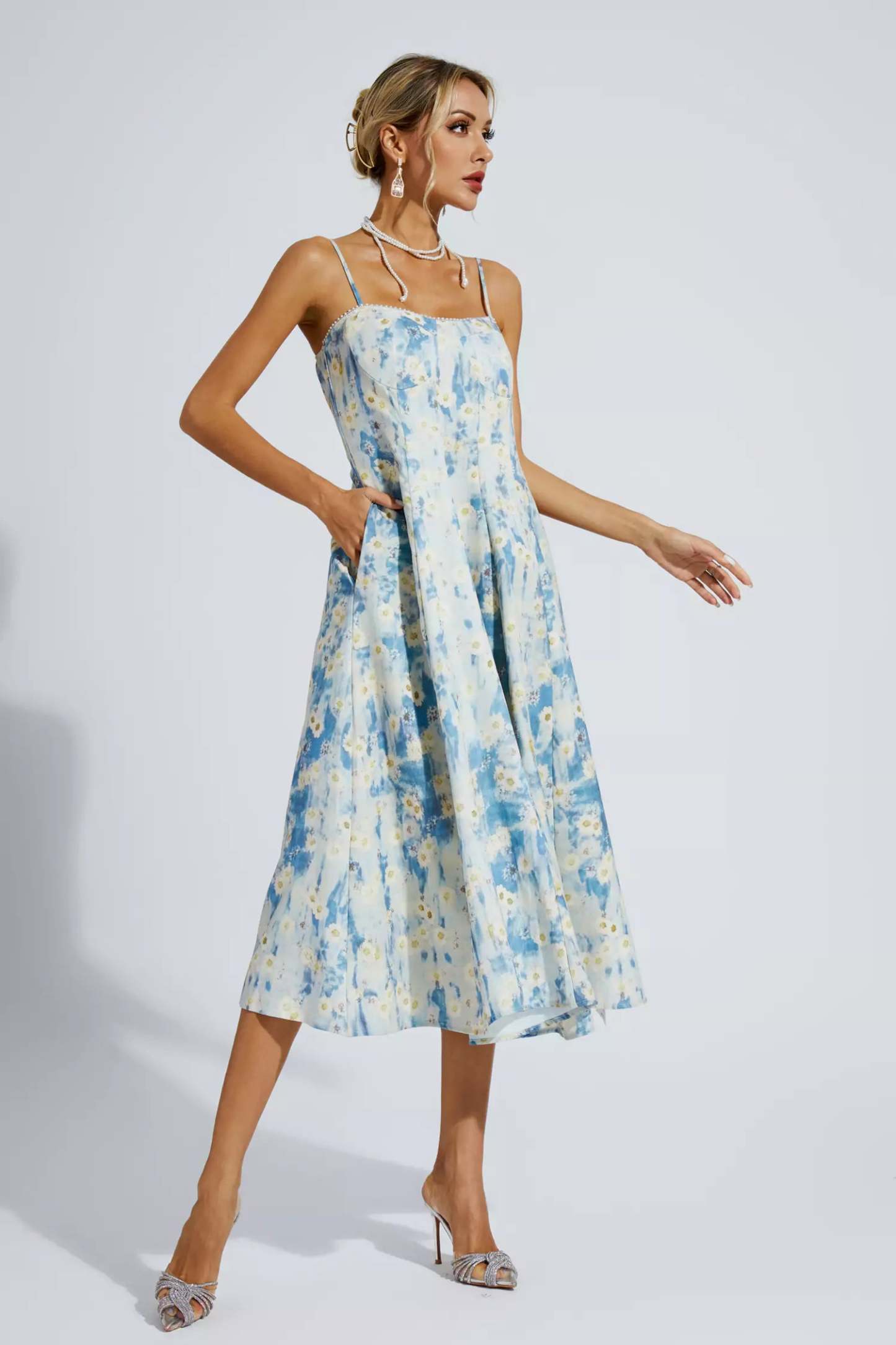 Marcus Blue Floral Slip Maxi Dress