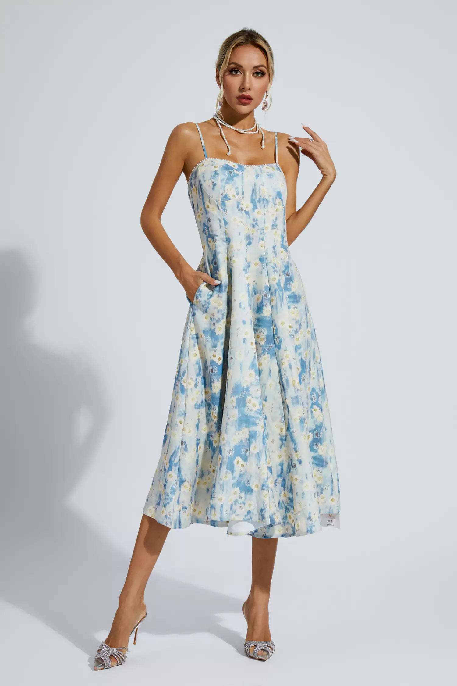 Marcus Blue Floral Slip Maxi Dress