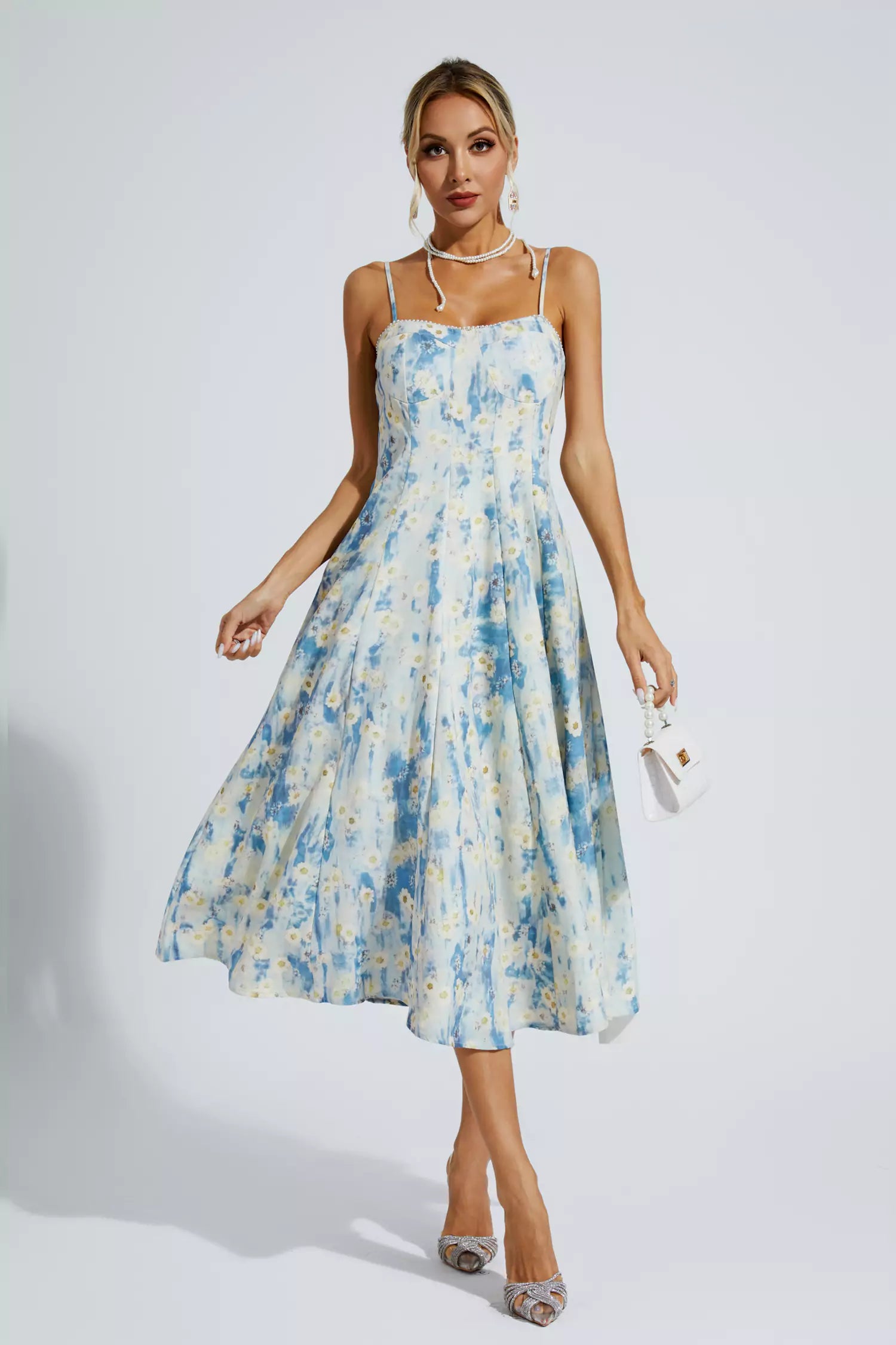 Marcus Blue Floral Slip Maxi Dress