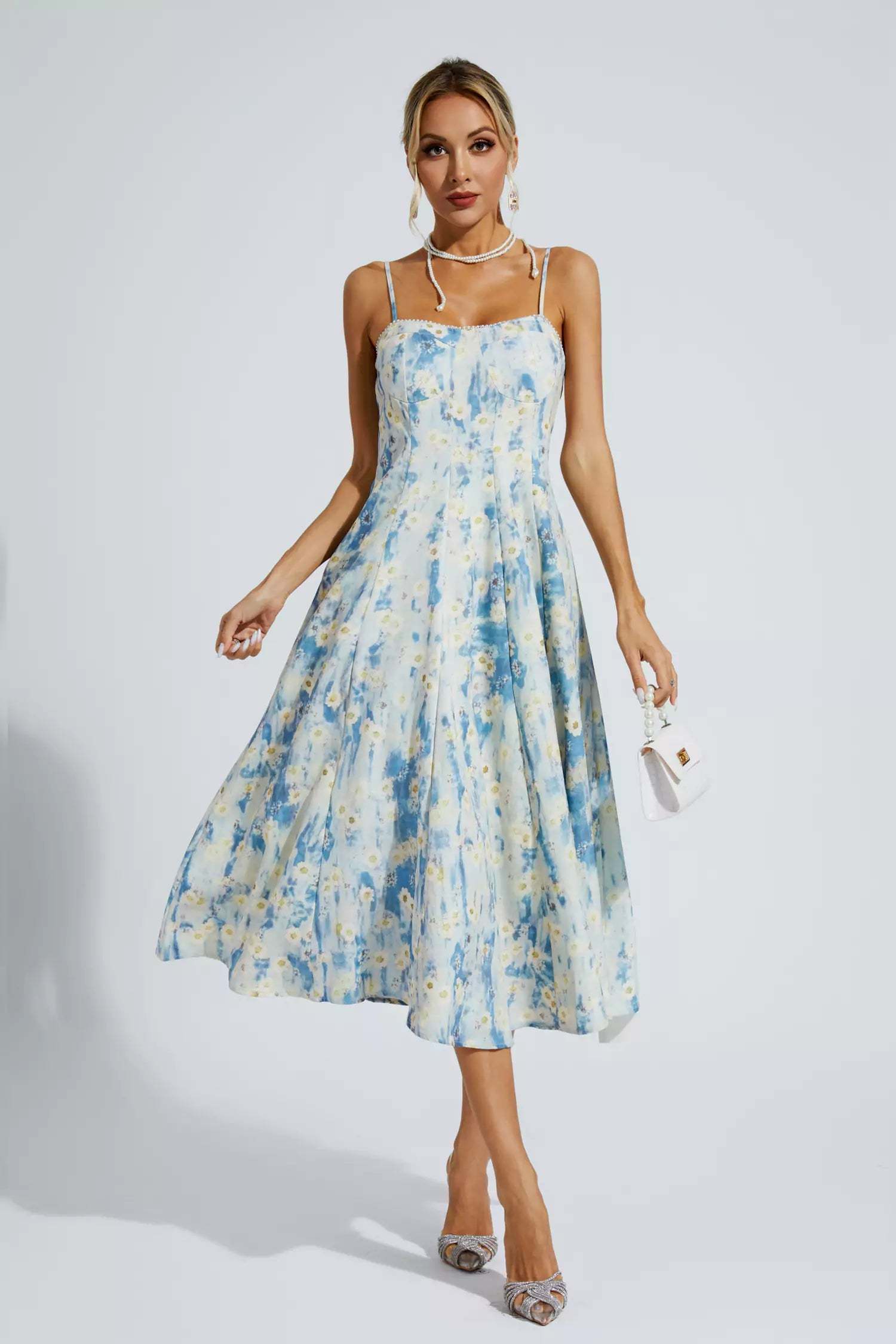 Marcus Blue Floral Slip Maxi Dress