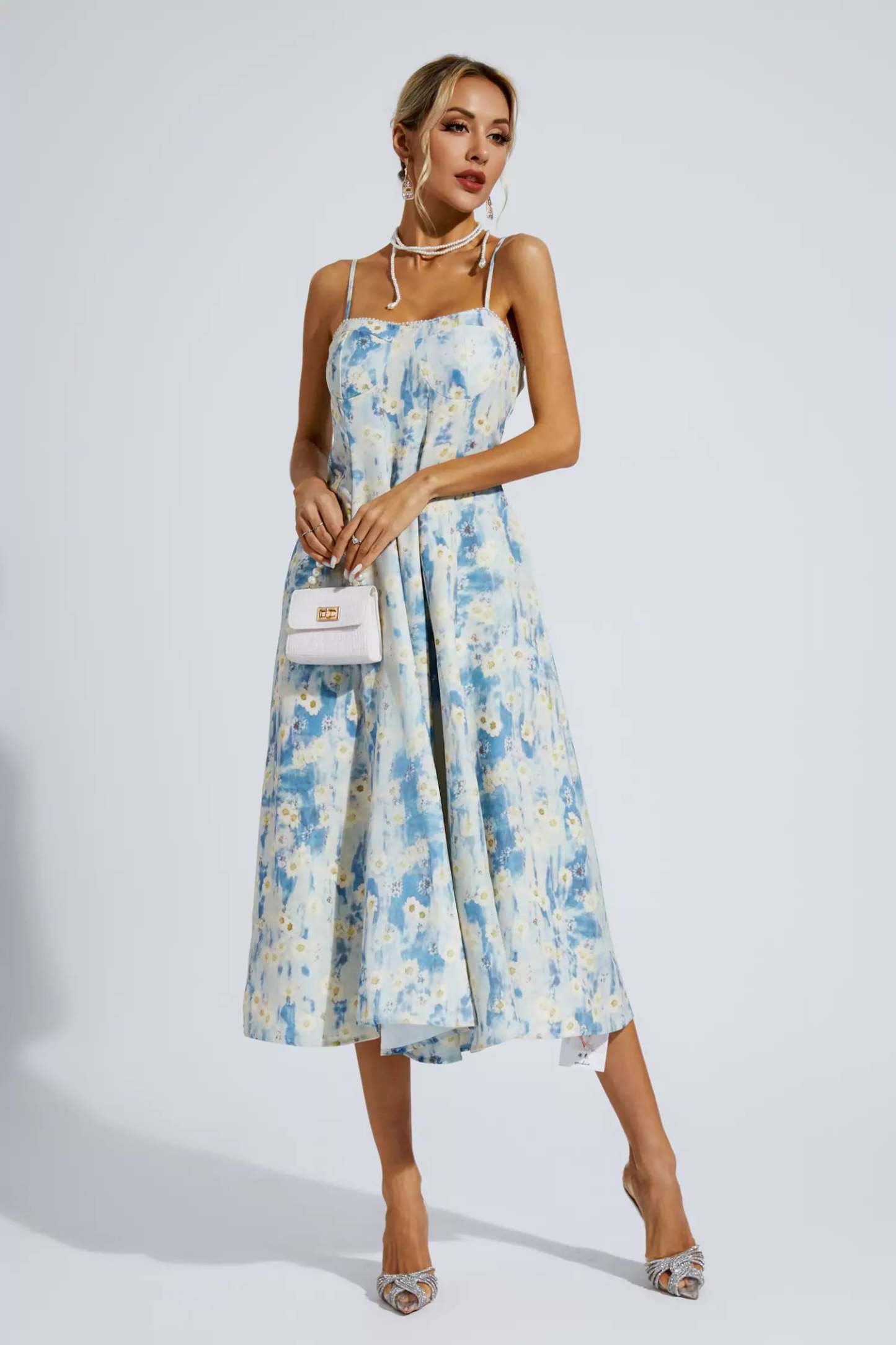 Marcus Blue Floral Slip Maxi Dress
