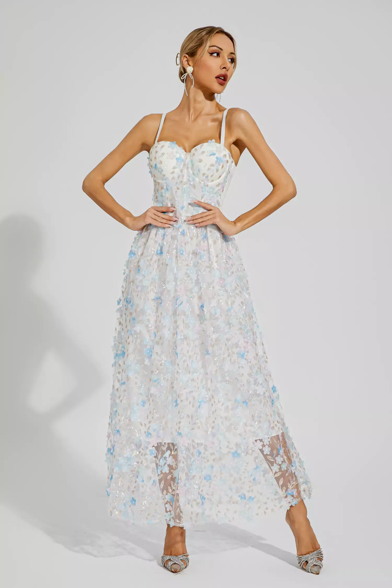 Bruce White Flower Slip Dress