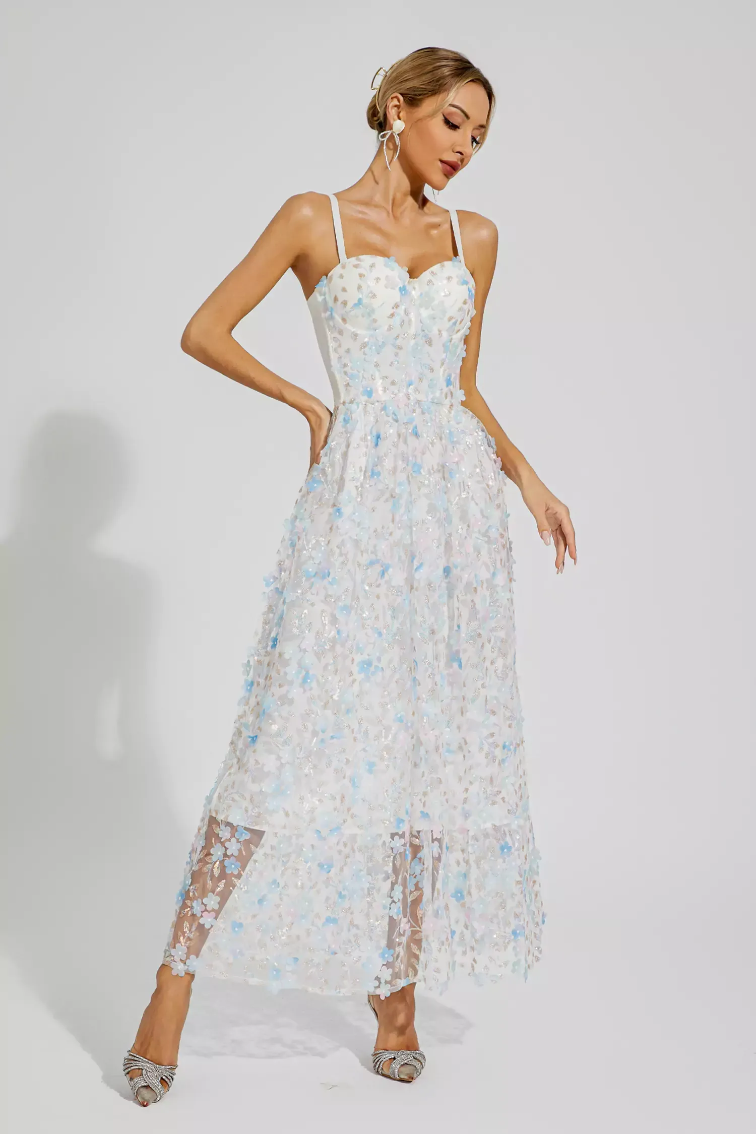 Bruce White Flower Slip Dress