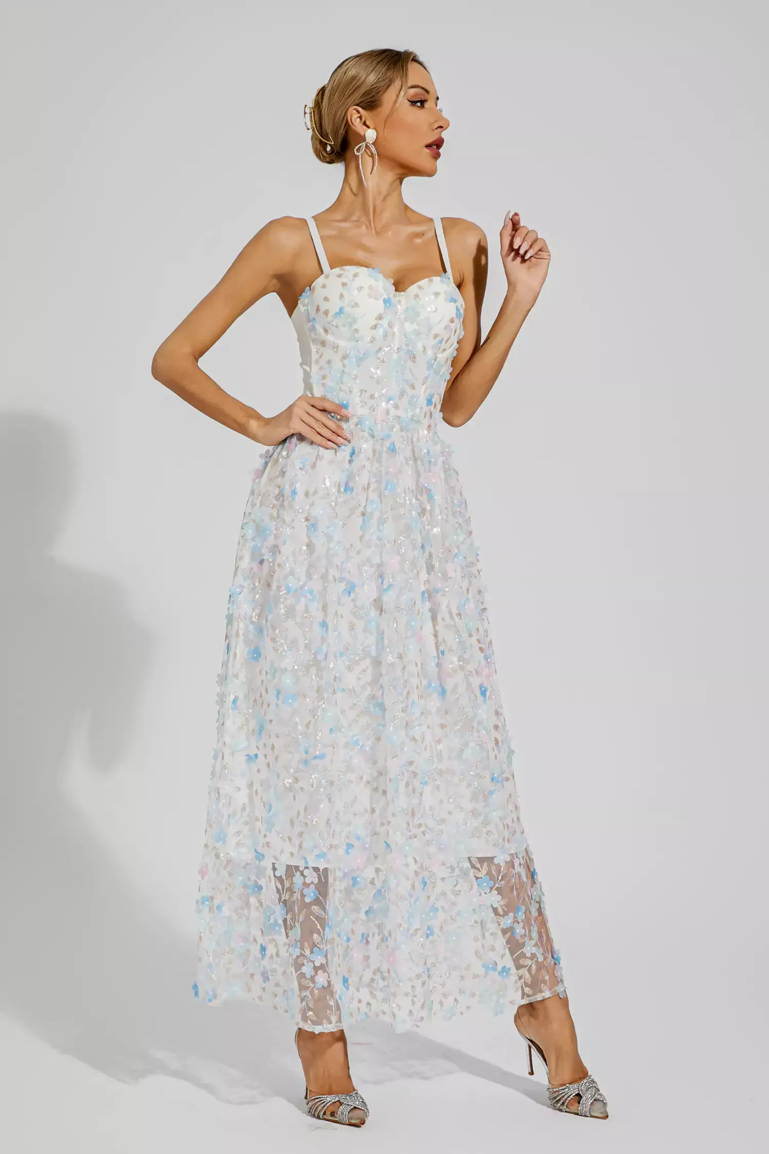 Bruce White Flower Slip Dress