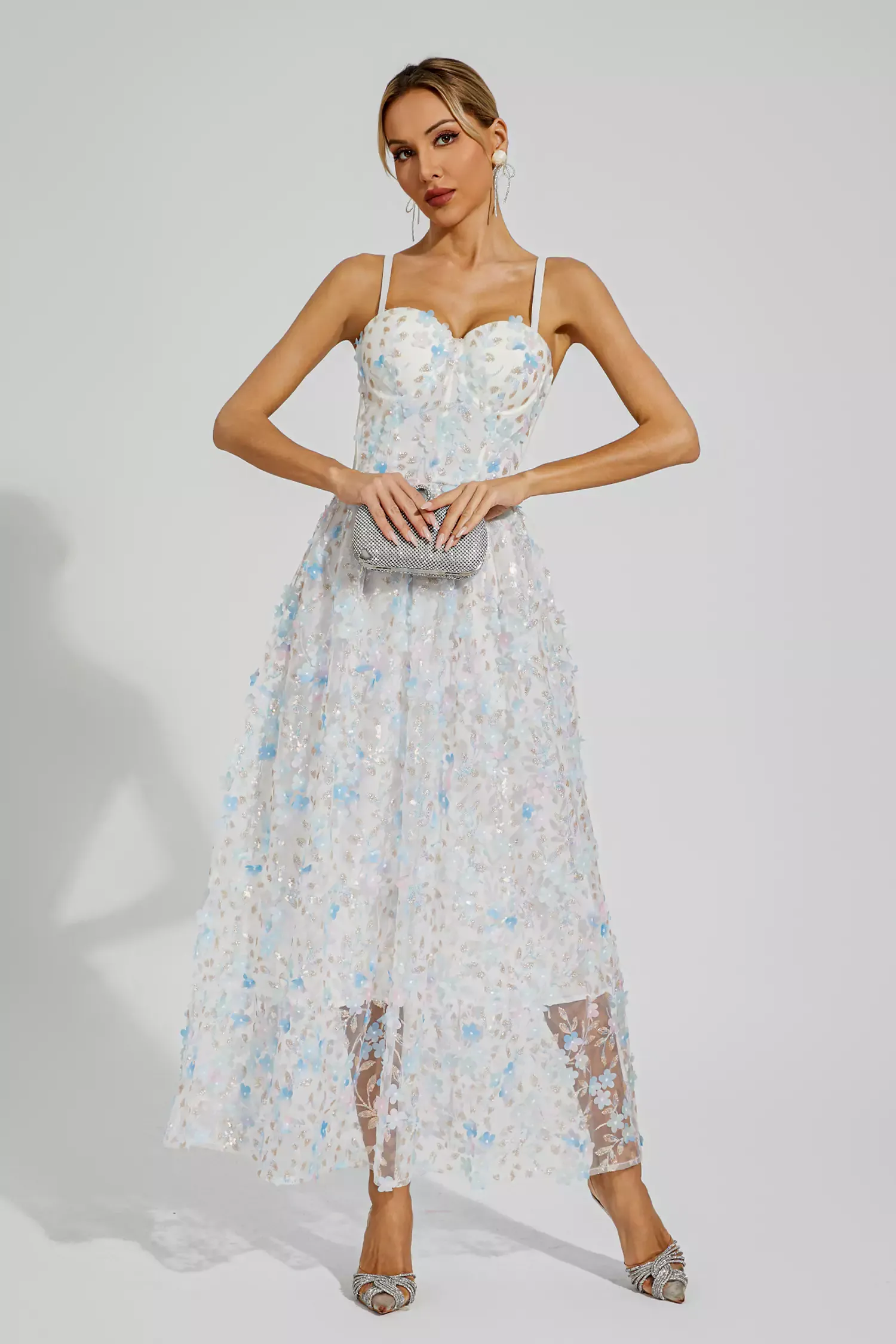 Bruce White Flower Slip Dress