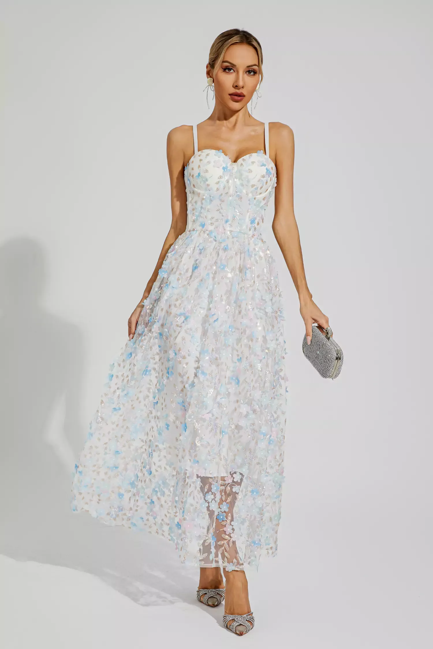 Bruce White Flower Slip Dress