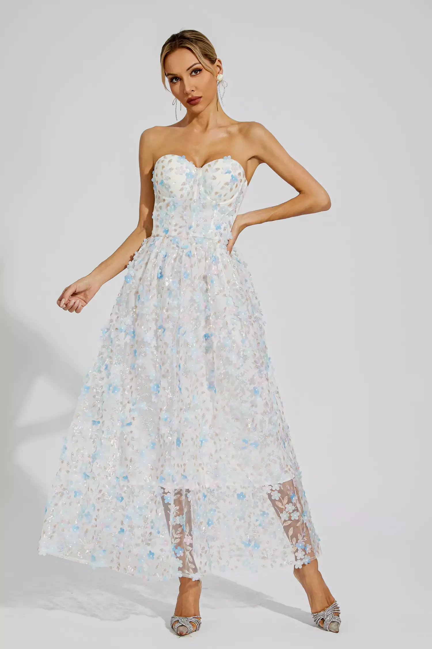 Bruce White Flower Slip Dress