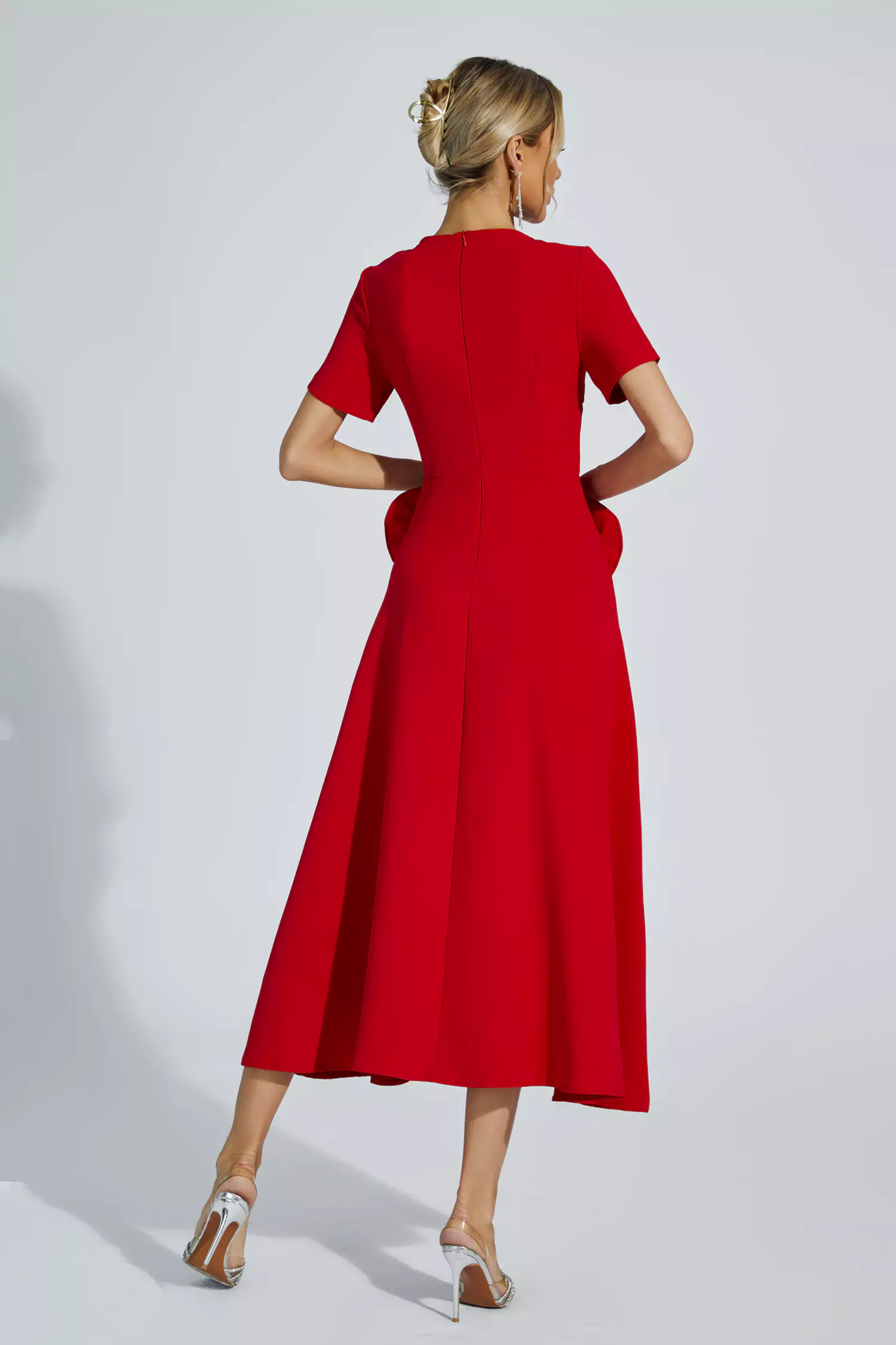 Jesse Red Flower Midi Dress
