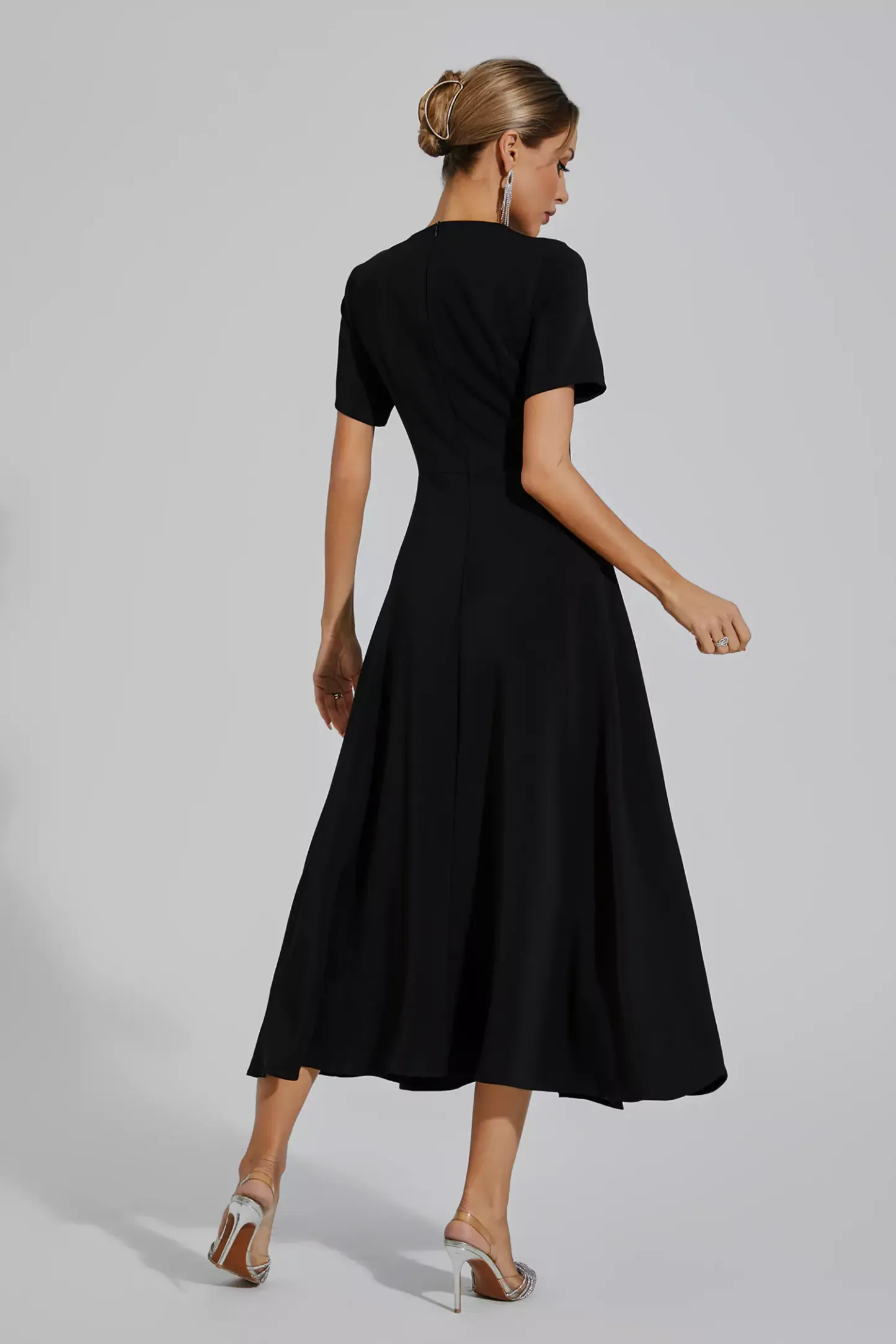 Jesse Black Flower Midi Dress
