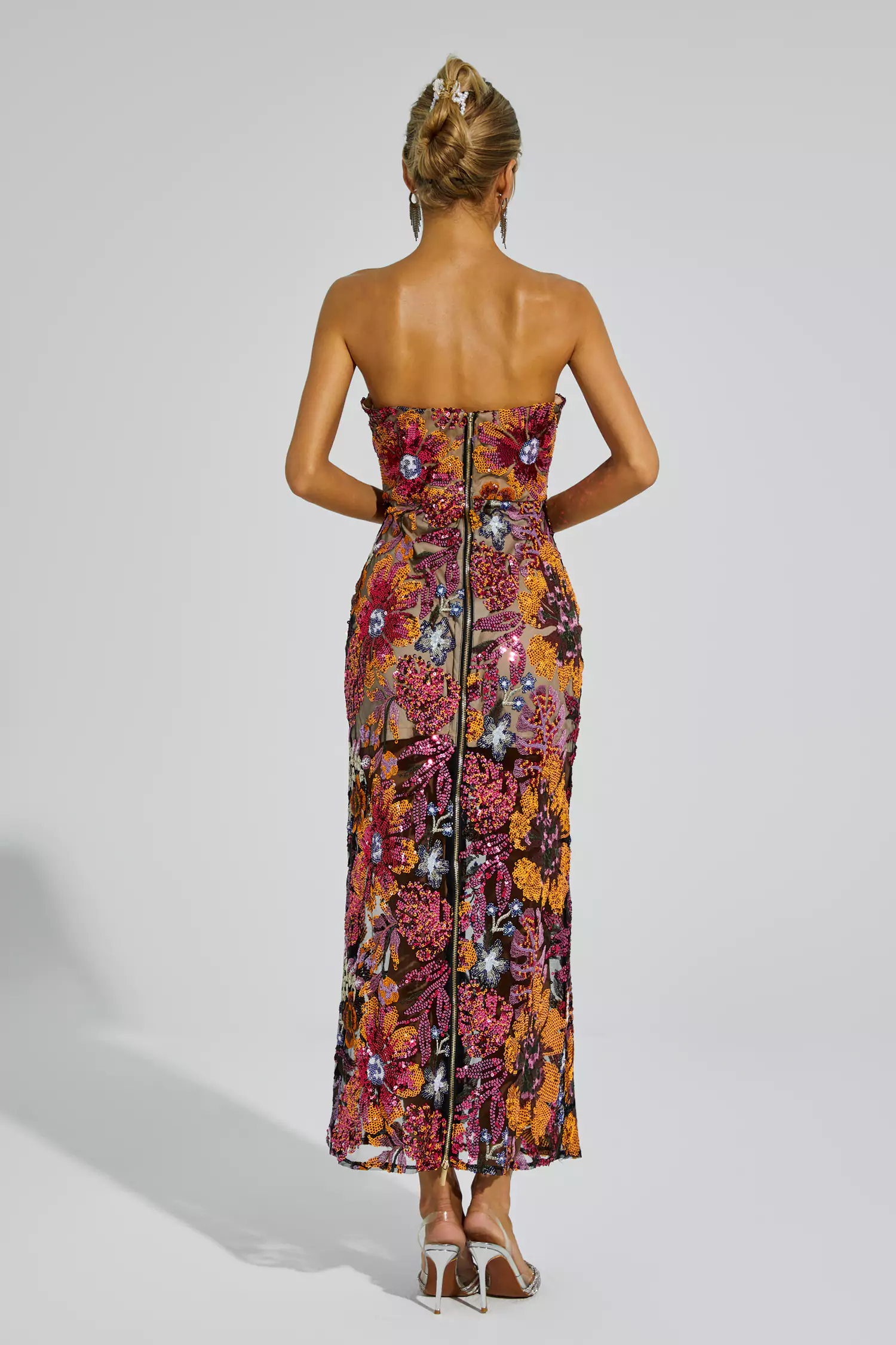 Eddie Red Flower Embroidered Maxi Dress