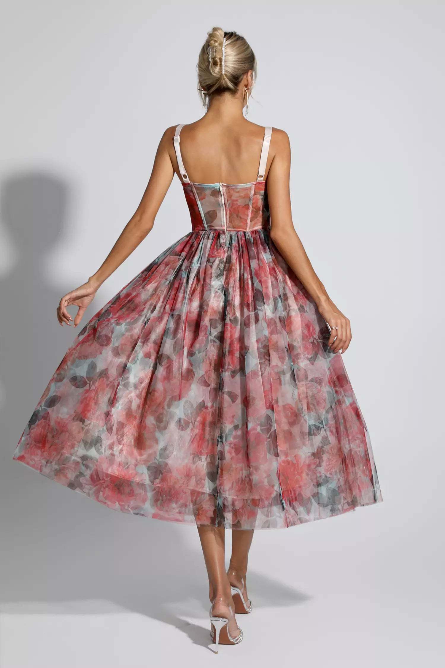 Wagner Red Floral Midi Dress