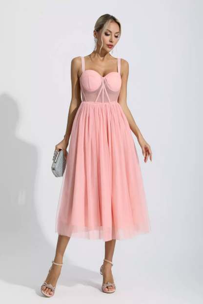 Wagner Pink Floral Midi Dress