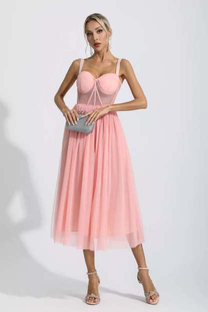 Wagner Pink Floral Midi Dress