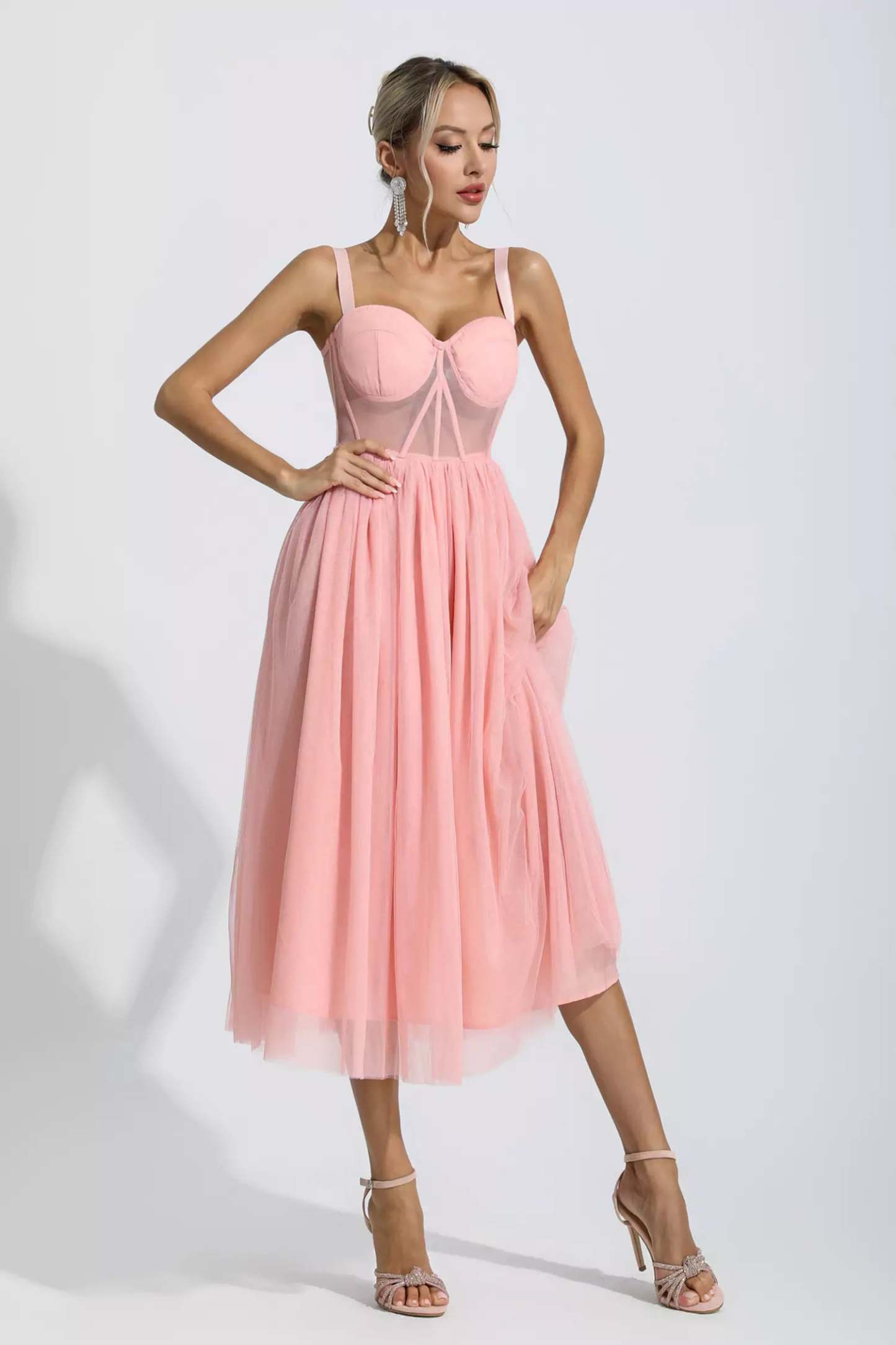 Wagner Pink Floral Midi Dress