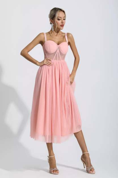 Wagner Pink Floral Midi Dress