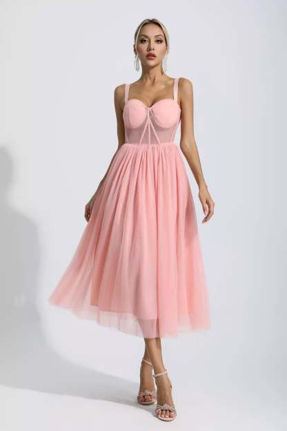 Wagner Pink Floral Midi Dress
