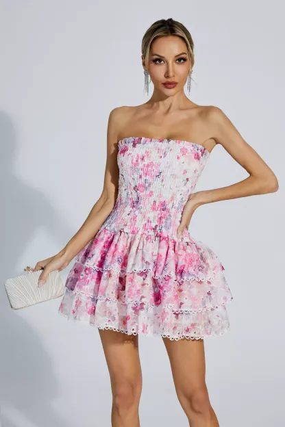 Locke Floral Ruched Mini Dress