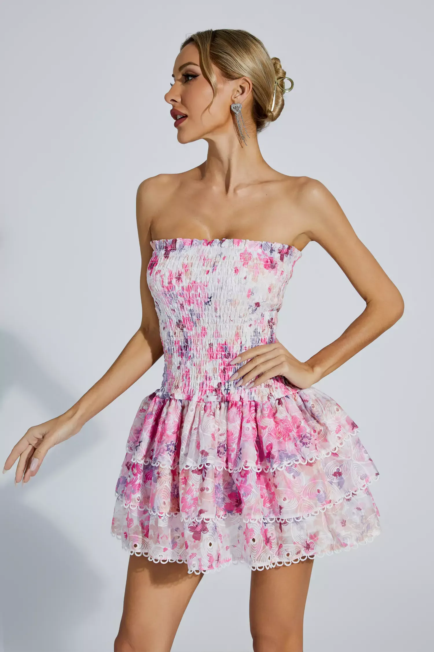 Locke Floral Ruched Mini Dress