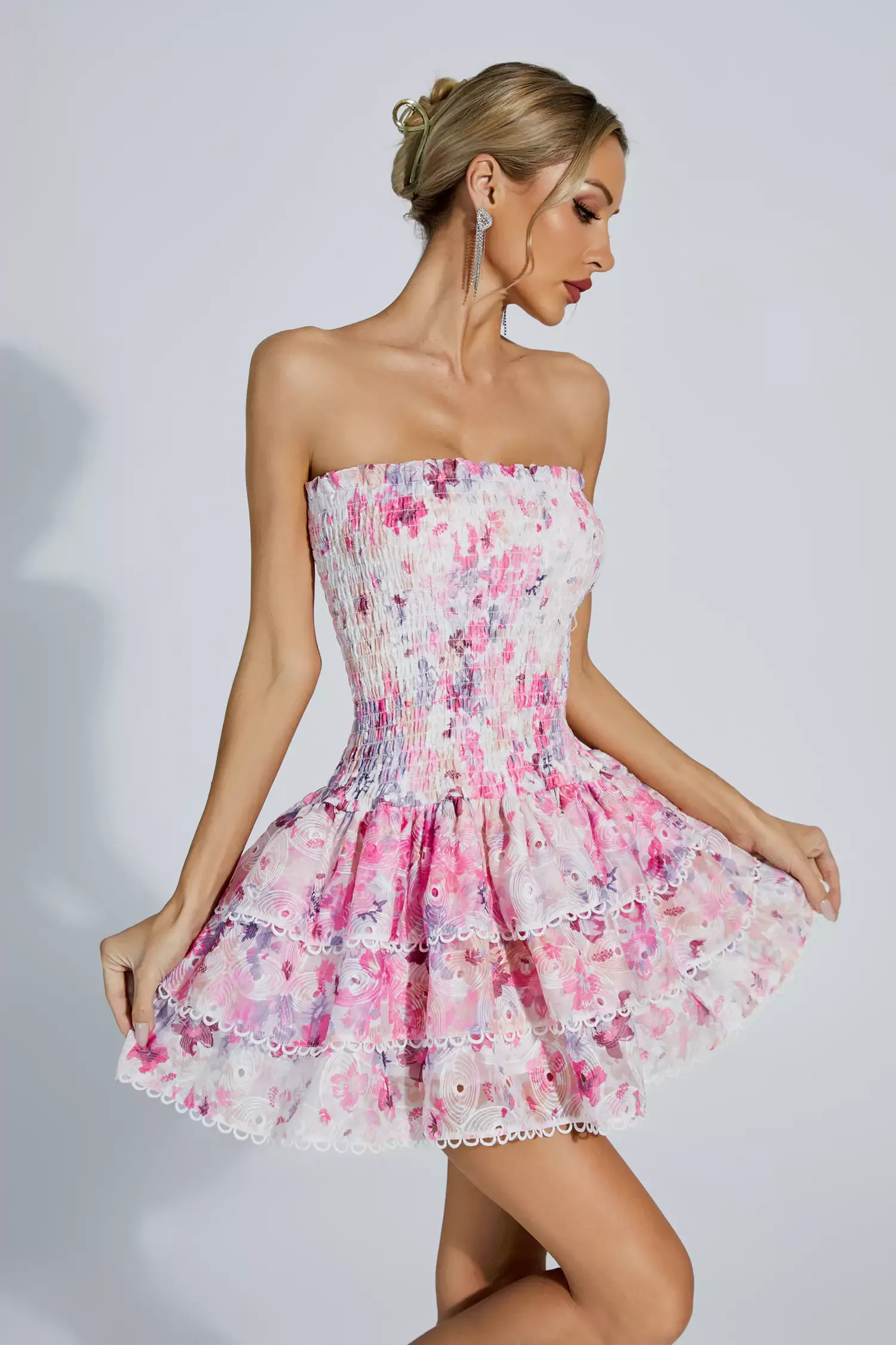Locke Floral Ruched Mini Dress