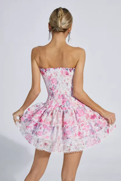 Locke Floral Ruched Mini Dress
