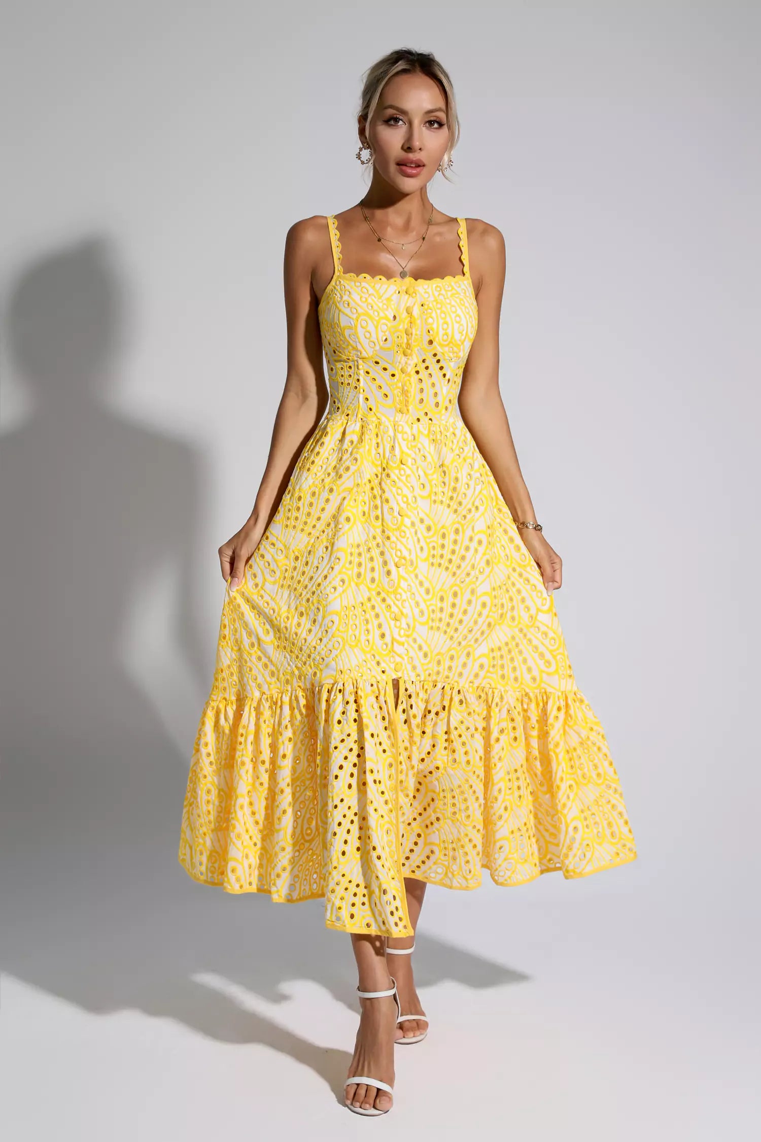 Reade Yellow Printed Maxi Dress