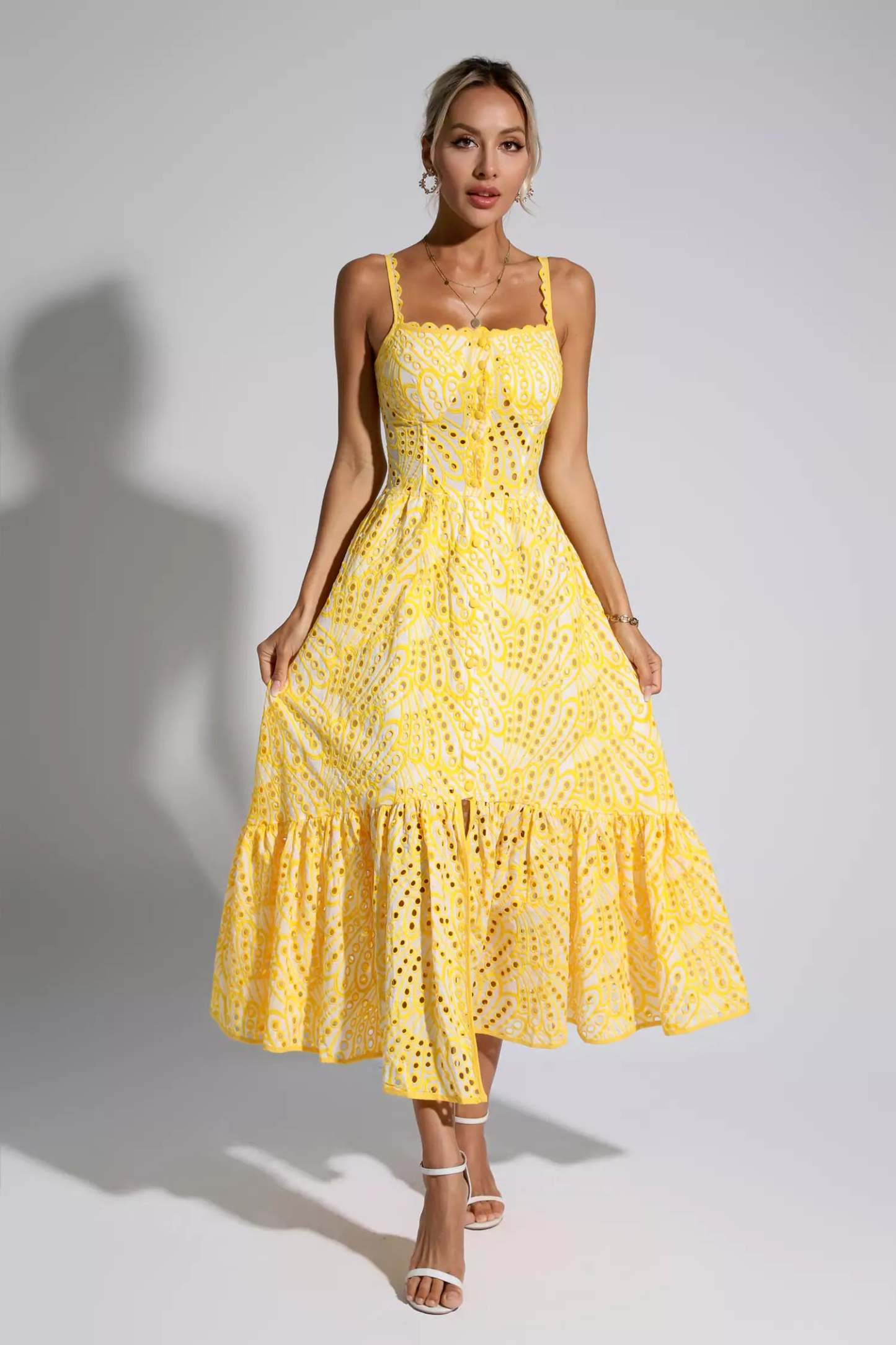 Reade Yellow Printed Maxi Dress