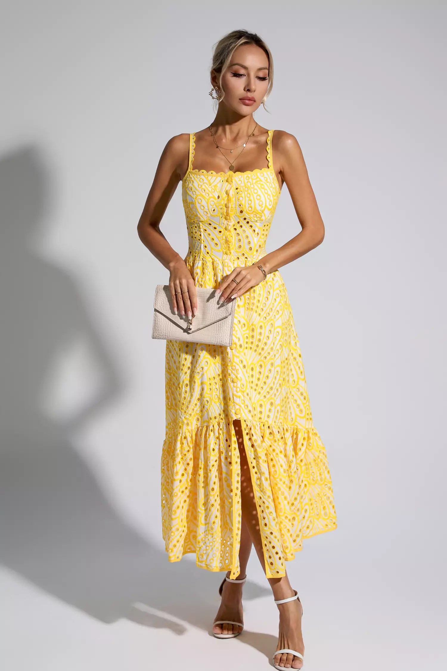 Reade Yellow Printed Maxi Dress